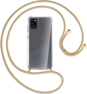 Produktbild von Handykette Backcover-Schutzhülle mit Band (Metall goldfarben) für Samsung Galaxy A31 - caramel