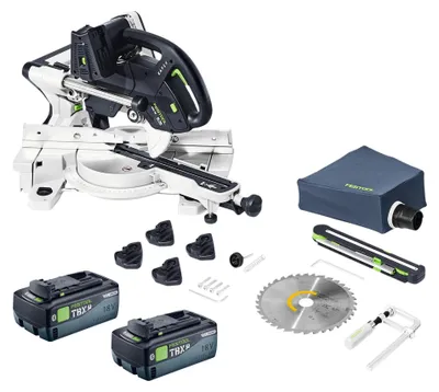 Image de Scie à onglet sans fil Festool KAPEX KSC 60 EB-Basic 18 V / 36 V 216 mm Brushless + 2 batteries 8,0 Ah - sans chargeur