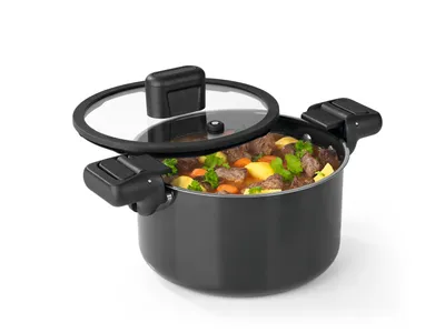 Image de N8WERK Casserole économique en fonte d'aluminium 5,8 L | Poignées thermorésistantes, couvercle en verre avec bord en silicone | Convient à tous les types de cuisinières, y compris à induction **