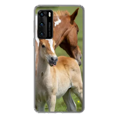Produktbild von MuchoWow® Handyhülle Schutzhülle Hülle für Huawei P40 Pferde - Fohlen - Gras Silikon Softcase Handy Hülle - Handytasche