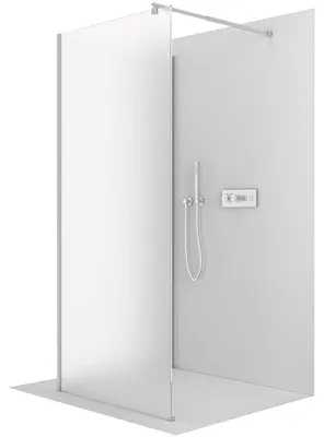 Produktbild von Duschabtrennung Walk-in Onyx Corner Round L/P - 8 mm - runde Stütze - Chrom, Milchglas - 70x90x200 cm