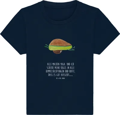 Produktbild von Mr. & Mrs. Panda  T-Shirt Avocado Yoga 6. - 12. Monat - French Navy - Geschenk, Baby Shirt, Haha, Jerseyshirt, Bauch, Humor, Hilfe, Unsportlich, Kleinkind, Babyshirt