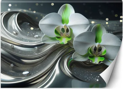 Produktbild von Vlies fototapete Orchidee abstrakte Blume 150x105 cm Feeby Silber inkl. Kleber einfache Montage