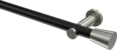 Produktbild von Interdeco Gardinenstange / Vorhangstange Schwarz / Edelstahl-Optik, Typ Platon Sitra (Konus) ohne Ringe, 20 mm Ø 1-läufig, 200 cm