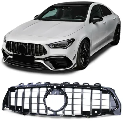 Sport Kühlergrill Schwarz Glanz Chrom passt für Mercedes CLA C118 X118 ab 2019 – Produktansicht