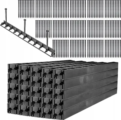Image de Bordure de pelouse en plastique - Bordure de parterre - Hauteur 5,8 cm - Longueur 50 m - Lot de 150 piquets - Noir