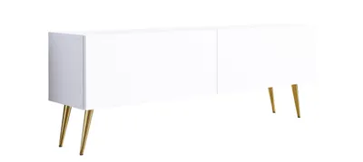 Produktbild von TV-SCHRANK : Mattweiß, Goldene Beine, 140 x 52 x 32 cm