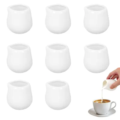 Produktbild von Set aus 8 Mini-Milchkännchen – Weißes Porzellan, 50 ml