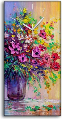 Produktbild von Leinwand Wanduhr Wandkunst Uhr 30x60 Foto groß einen Blumenstrauß zu malen - weiße Hände