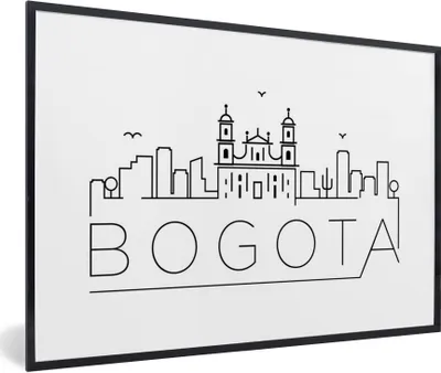 Produktbild von MuchoWow® MuchoWow® Gerahmtes Poster Skyline "Bogota" auf weißem Hintergrund 60x40 cm - Poster mit zchwarzem Bilderrahmen - Printing - Wanddeko Schlafzimmer