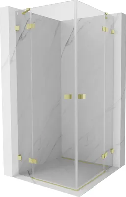 Produktbild von Mexen Lunar Duo Duschkabine Schwingtür 100 x 100 cm, transparent, gebürstetes Gold - 834-100L-100P-55-00