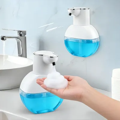 Produktbild von 400ml Seifenspender, wandmontierter Seifenspender,Schaumseifenspender, automatischer Seifenspender, mit Sensor, Type-C wiederaufladbar, für Bad, Küche