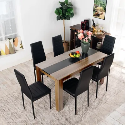 Produktbild von H.J WeDoo Esstisch & Schreibtisch, Eiche & Schwarz, 140 x 70 x 75 cm, Industrie-Design, für 4-6 Personen, Spanplatte, Stahl