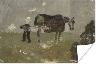 Produktbild von MuchoWow® Poster Hufschmied mit Grau - Gemälde von George Hendrik Breitner 60x40 cm - Schlafzimmerdekoration