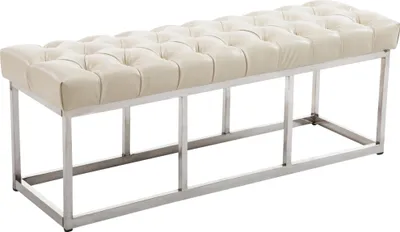 Produktbild von CLP Sitzbank Amun Kunstleder mit Edelstahlgestell creme Größe 120 cm