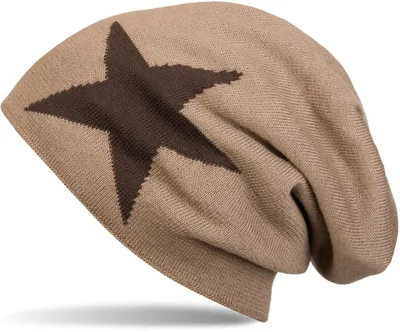 Produktbild von styleBREAKER warme klassische Strick Beanie Mütze mit Stern und sehr weichem Innenfutter, Uni 04024026