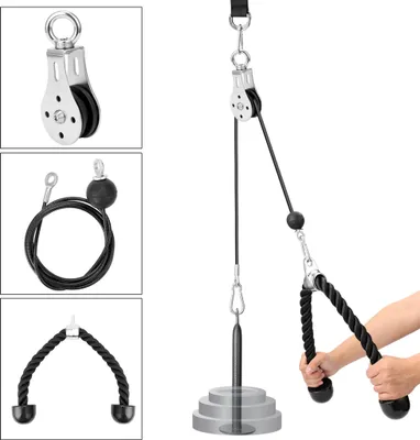 Produktbild von Unterarmtrainer Kabelzug Trizeps Trainingsgerät Fitness Seilzug Fitnessgerät mit Riemenscheibe Griff für Zuhause