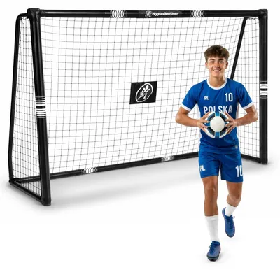 Image de But de football pour jardin - Grand but de football 240x160 cm - Structure en acier - Filet - Pour l'entraînement des enfants et des jeunes - Noir