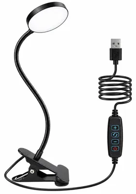 Produktbild von Klemmleuchte LED mit flexiblem 360° Schwanenhals, 10 RGB- und Weißlichtfarben, 10 Helligkeitsstufen, USB-Leselampe mit 72 LEDs