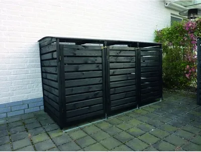 Produktbild von Mülltonnenbox Vario III für 3 Tonnen, anthrazit, LxBxH: 92 cm x 219 cm x 122 cm, 240 Liter, Kiefer, anthrazit