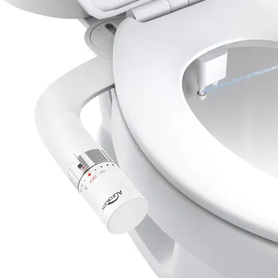 Bidet-Aufsatz für Toilette, ultraflach, Doppeldüse, Chrom