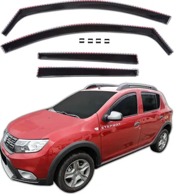 Produktbild von J&J AUTOMOTIVE | GP Windabweiser Für Dacia Stepway 2 2012-2020 4tlg, GP Regenabweiser, Schwarz, Getönt, Aerodynamisch, Einfache Montage, Befeistigung mit Clips