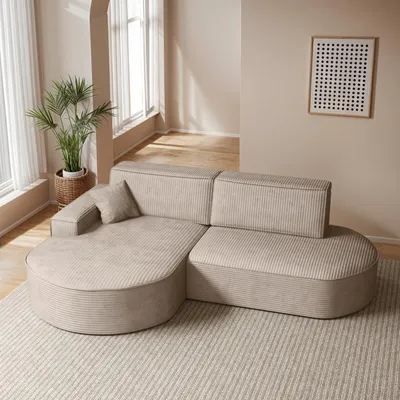 Obrázek produktu pro Rohová sedací souprava Modena Pro - pohodlí a styl v moderní látce Poso Dark Beige Left