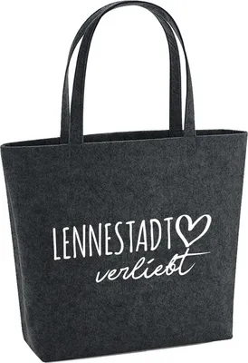Produktbild von Huuraa Filzshopper Lennestadt verliebt 22 Liter Charcoal Melange Filztasche Geschenkidee