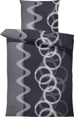 Produktbild von 4 teilig Bettwäsche 155x220 cm Kreise schwarz Übergröße Microfaser 2 Garnituren