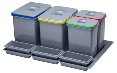 Obrázek produktu pro Sinks EK9164 PRACTIKO 800 Odpadkový koš vložený, 2x15l + 2x7l + 3x miska