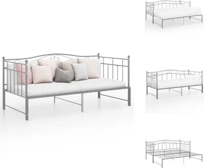 Produktbild von vidaXL Ausziehsofa Bettgestell Grau Metall 90x200 cm -  Betten & Bettgestelle