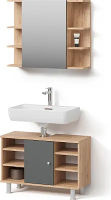Produktbild von Badmöbel-Set Livinity Fucino Goldkraft Eiche 2 Teile, Unterschrank 80 cm, Model 52600