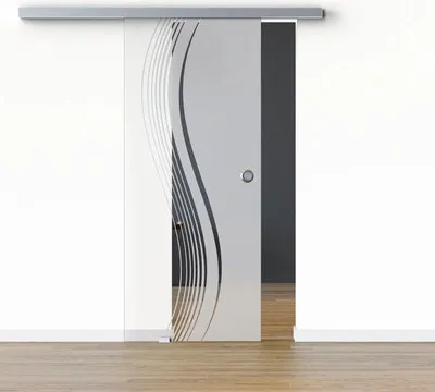Produktbild von Pertura Glasschiebetür Komplettset Glera Reflect 02 1025x2050 mm Links inkl. Beschlag Selir Aluminium Edelstahloptik,Gri