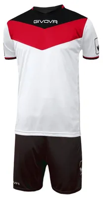Immagine prodotto di Givova - Maglietta e pantaloncini da uomo PP12983 (XXL) (bianco/nero/rosso)