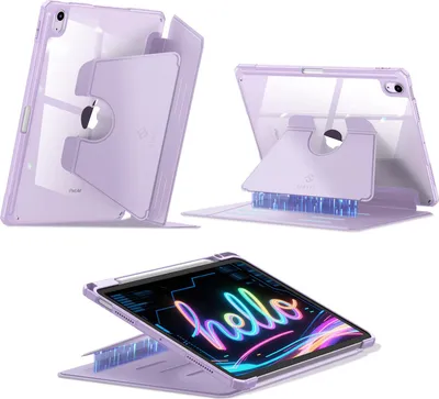 Produktbild von Fintie Magnetständer-Hülle für iPad Air 11 Zoll M4/M3/M2 (2026/2025/2024), iPad Air 5./4. Generation (2022/2020) 10.9 Zoll, Mehrwinkel-Betrachtung Klare Hülle mit Stifthalter, Violett