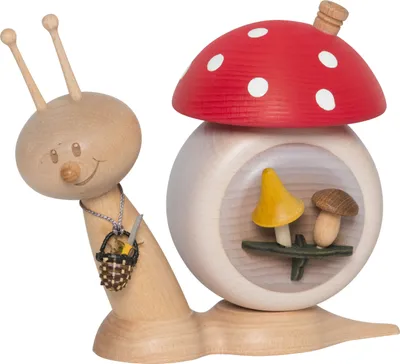 Produktbild von Drechslerei Kuhnert - Räucherfigur Sunny Pilzschnecke - Größe ca. 16cm, für Räucherkerzen Größe M (Standard) - 37112