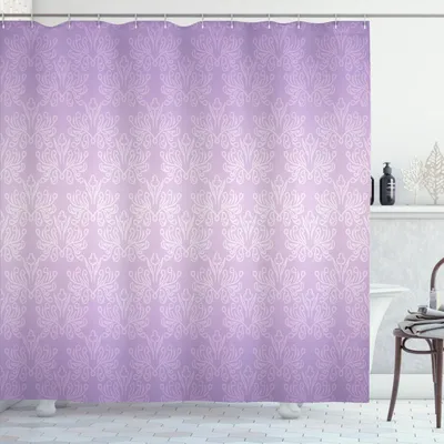 Zdjęcie produktu dla ABAKUHAUS Fioletowa zasłona prysznicowa, monochromatyczny wzór z motywami barokowymi, renesansowy styl vintage revival, 175 x 180 cm, fioletowa