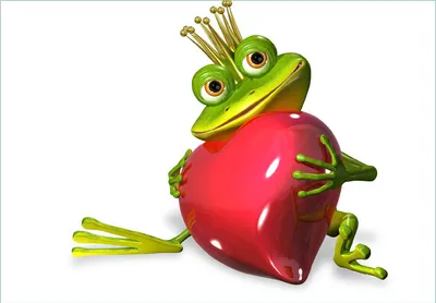 Produktbild von Wallario Fototapete Vliestapete, seidenmatte Oberfläche, einfache Verarbeitung, Größe 300 x 210 cm, Motiv Verliebter Froschkönig mit großem Herz