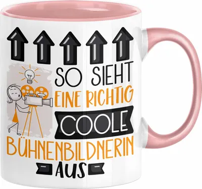 Produktbild von Bühnenbildnerin Geschenk Tasse Geschenkidee für Bühnenbildnerin Geburtstag Weihnachten Spruch So Sieht Eine Richtig Coole Bühnenbildnerin Aus Kaffee-Becher  (Rosa)