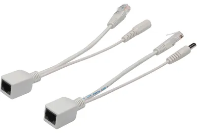 Produktbild von Digitus Passives PoE-Kabelset, Splitter + Injektor, Schnelles Ethernet, Weiß, 75 mm, 265 mm, 98,333 g, 457,125 cm³