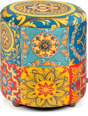 Immagine prodotto di Pouf contenitore Excelsa Trinacria in velluto e legno 39x39x43 cm multicolore
