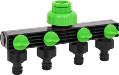 Obrázek produktu pro 4cestný kohoutkový adaptér zelený a černý 19,5x6x11 cm ABS & PP