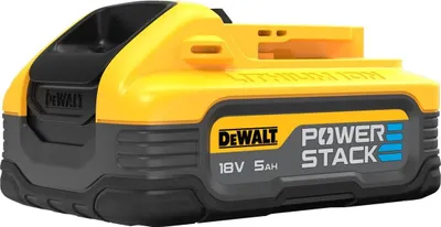 A Dewalt Powerstack battery pack is shown against a white background.