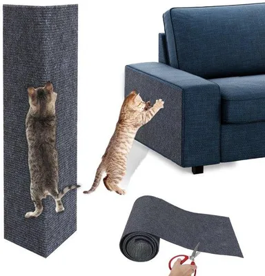 Image de Tapis à griffer pour chat, 40 x 200 cm, autocollant, gris foncé, protection pour canapés