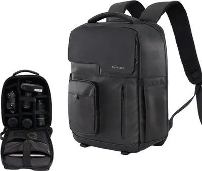 Produktbild von Cwatcun D97 Fotografie-Kameratasche, Kamerarucksack, wasserdicht, kompatibel mit Canon/Nikon/Sony/Digital-SLR-Kameragehaeuse/Objektiv/Stativ/15,6-Zoll-Laptop/Wasserflasche