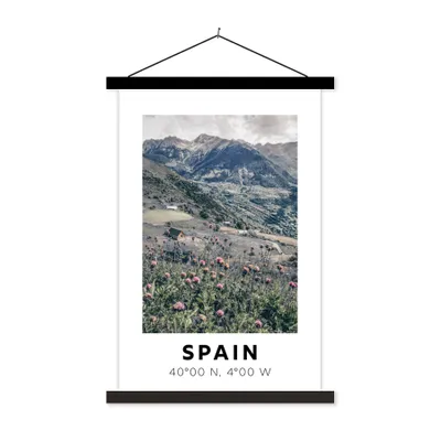 Produktbild von MuchoWow® Textilposter Spanien - Blumen - Berge 40x60 cm mit schwarzem Rahmen - Wanddekorationen