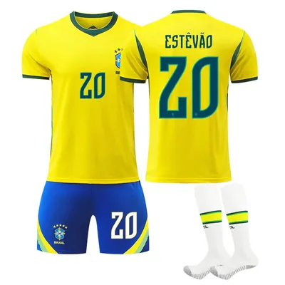 Immagine prodotto di #20 ESTEVAO Maglia da calcio del Brasile per i Mondiali 2026, disponibile in casa, per bambini e adulti. TAGLIA:XXXL
