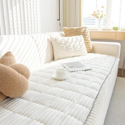 Immagine prodotto di Copridivano in velluto a coste, colore bianco, dimensioni 70x120 cm, confezione singola