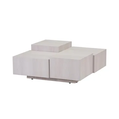 Obrázek produktu pro HOME DELUXE - Konferenční stolek NAYELI - vzhled světlého dřeva , Rozměr: 96 x 96 x 39 cm , - MDF deska, bez montáže I Stolek do obývacího pokoje Odkládací stolek Rozkládací stolek