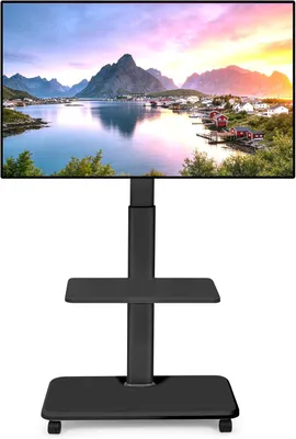 Produktbild von Fahrbarer Fernseher – Standardmodell – Mobiler Fernseher – Wagen für 32-70 Zoll – Flachbildschirm – Gebogener LED-Bildschirm – LCD-Bildschirm – OLED-Bildschirm – Höhenverstellbar – Tragbarer Fernseher